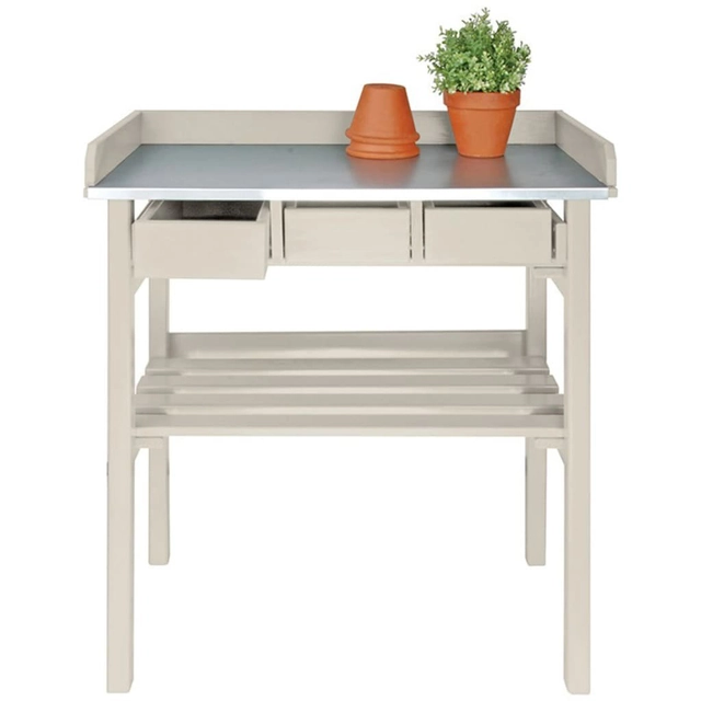 Esschert Design Mesa de trabajo de jardín blanca CF29W