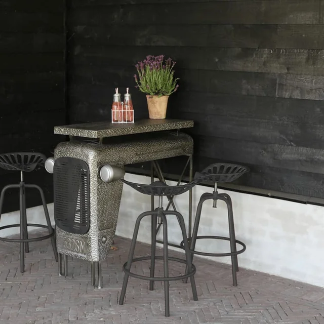 Esschert Design Scaun de bar sub forma unui scaun de tractor, gri