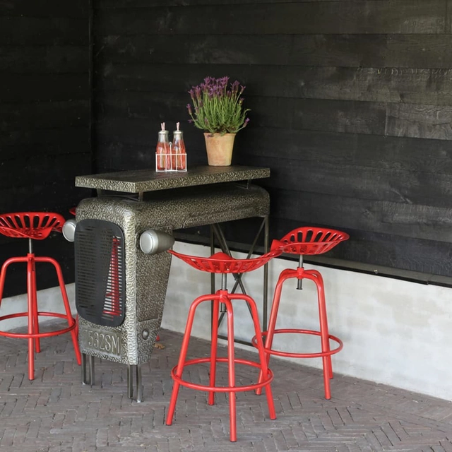 Esschert Design Taburete de bar con forma de asiento de tractor, rojo