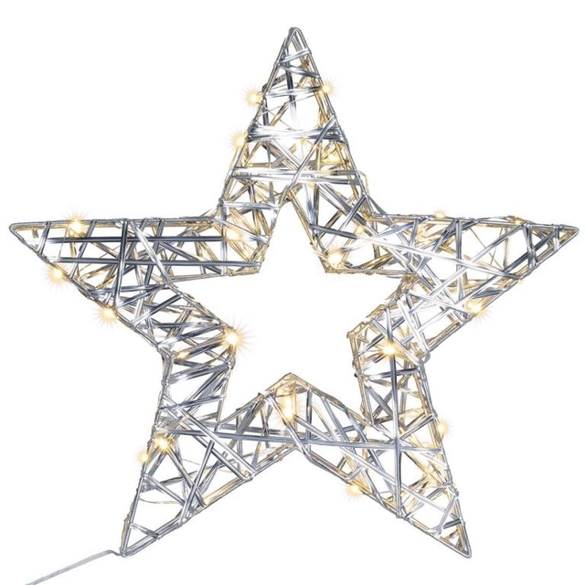 Estrela de Natal com temporizador branco quente, 30 LED, 40 cm