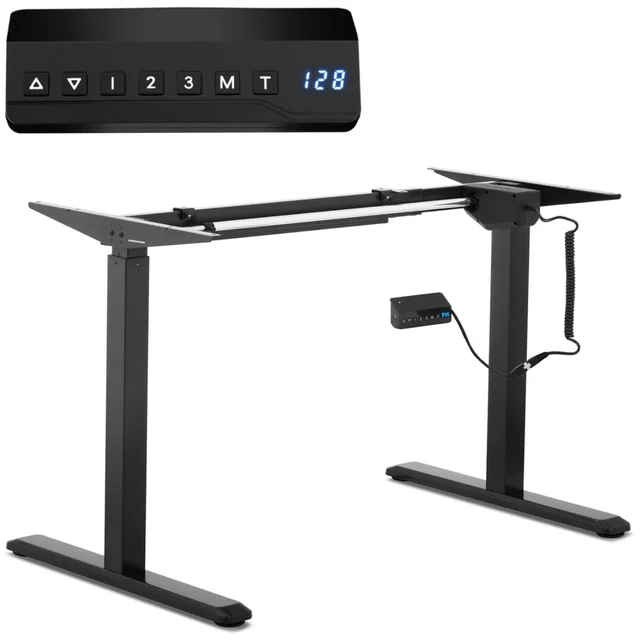 Estructura de escritorio con ajuste eléctrico de altura de 73-123 cm a 80 kg NEGRO