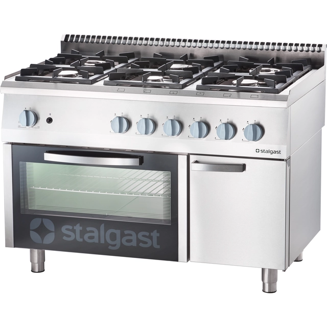 Estufa de gas 6 dimensiones del quemador. 1200x700x850 con horno a gas 32,5+5 kW - G20