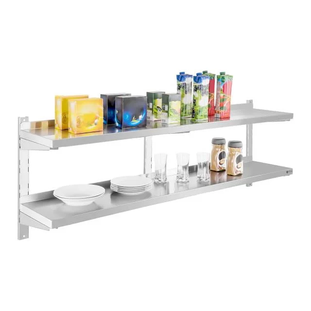 Etagère double inox 160 x 30 cm