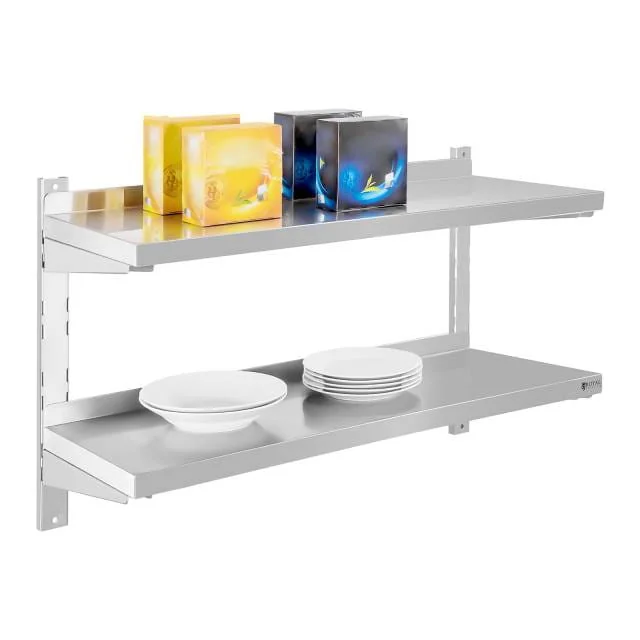 Etagère double inox 80 x 30 cm