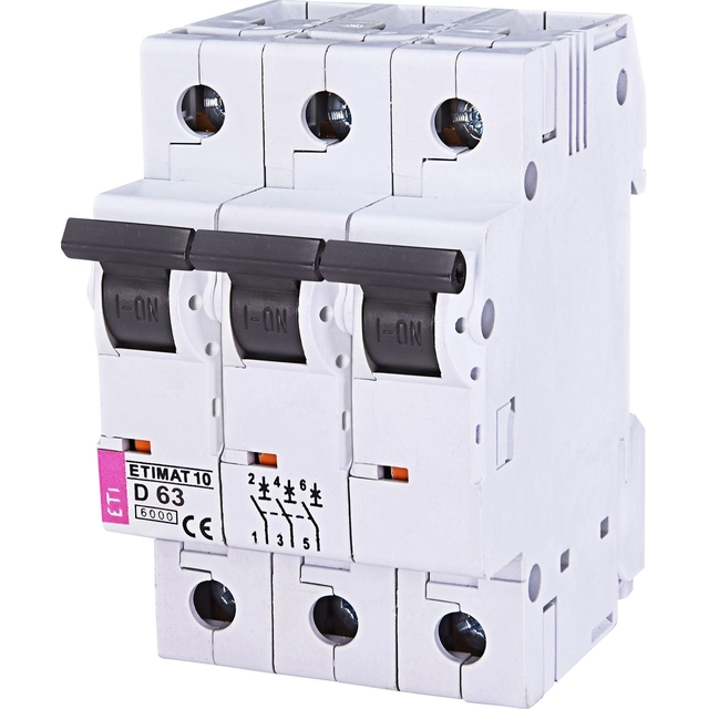 Eti-Polam Circuit breaker 3P D 63A 6kA AC ETIMAT10 (002155722)