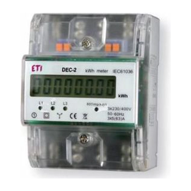 Eti-Polam Licznik energije elektrycznej 3-fazowy 3 x 63A 3 x 230/400V AC+N IP20 DEC-2 (004804051)