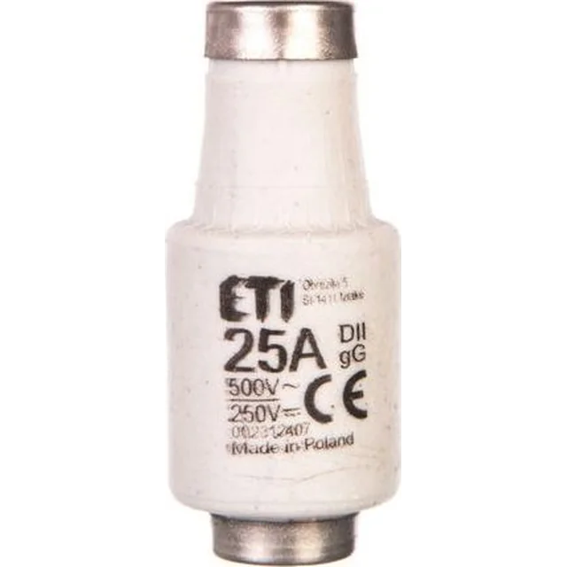 Eti-Polam poistková vložka 25A DII gG / BiWtz 500V AC/250V DC E27 002312407 /5szt./