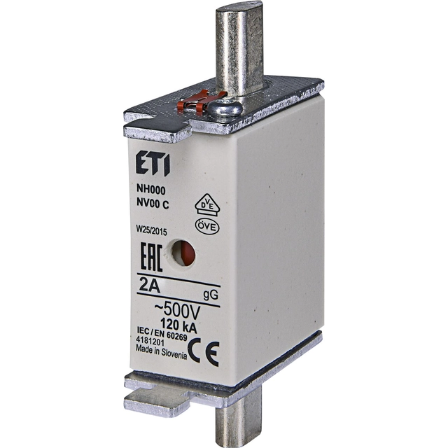 Eti-Polam Wkładka bezpiecznikowa COMBI NH00C 2A gG/gL 500V WT-00C (004181201)