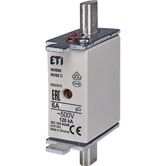Eti-Polam Wkładka bezpiecznikowa COMBI NH00C 6A gG/gL 500V WT-00C (004181203)