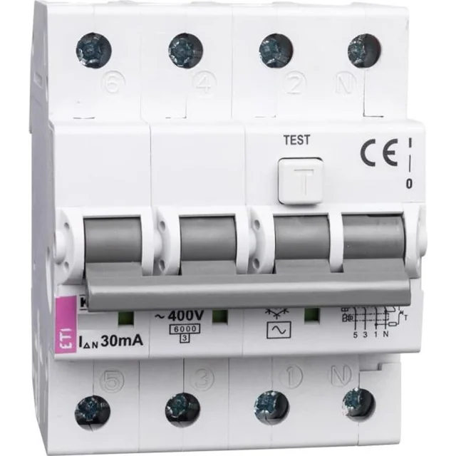 Eti-Polam Залишковий автоматичний вимикач надструму 4P 25A B 0,03A AC тип KZS-4M 002174006