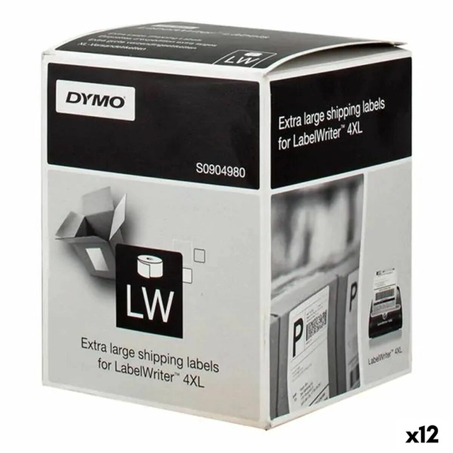 Etiketės ant ritinio Dymo LW 4XL 104 x 159 mm Juoda/Balta (12 gabaliukai)