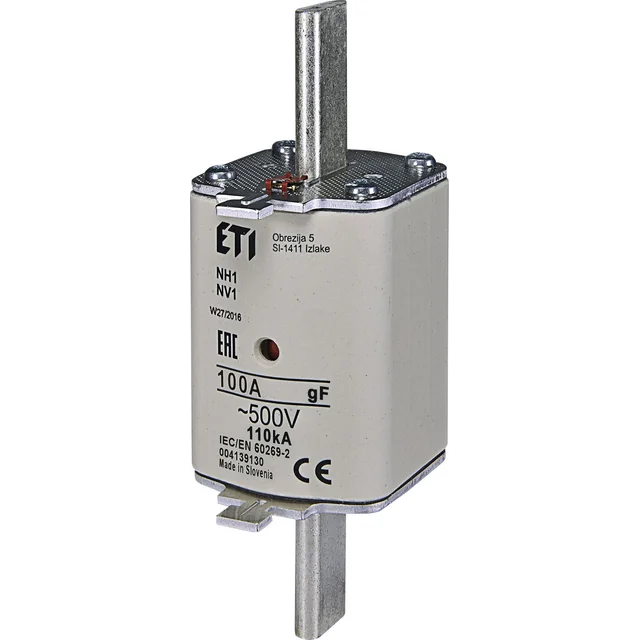 Etipo ETI Polam biztosítékbetét NH1/WT-1 004139130 gF 100A 500V G ipari gyors