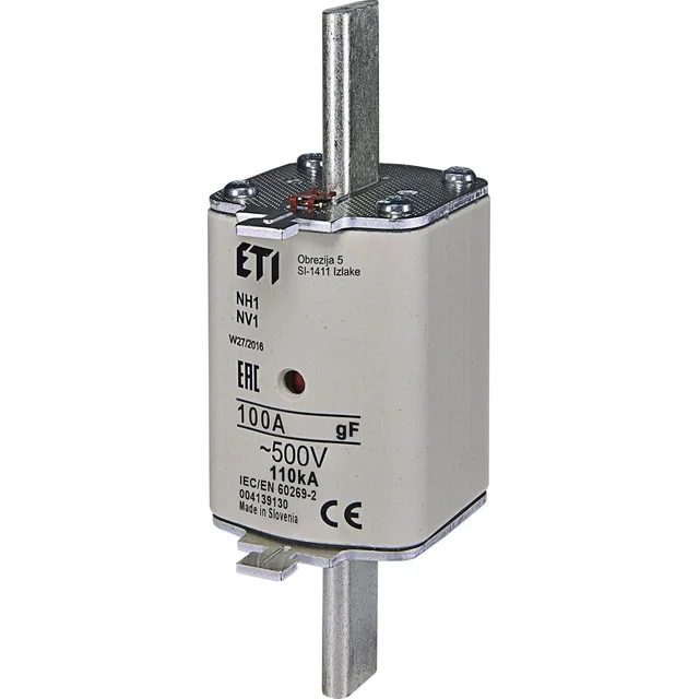 Etipo ETI Polam säkringsinsats NH1/WT-1 004139130 gF 100A 500V G industriell snabb