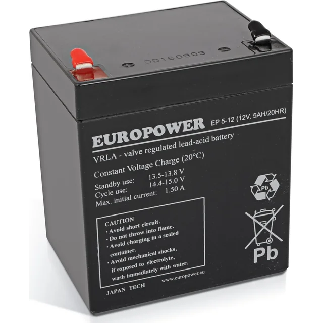 Europower batteri 12V 5Ah AGM Europower EP5-12
