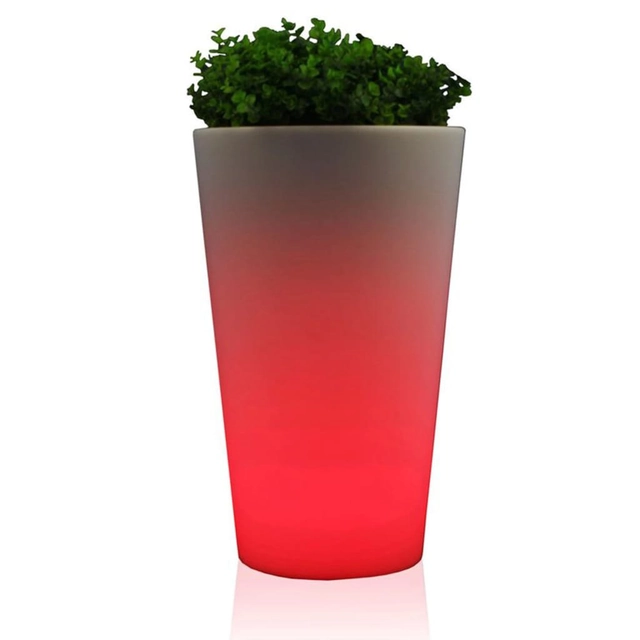 Eurotrail Battery LED lamp met bloempot, rond, 38 cm