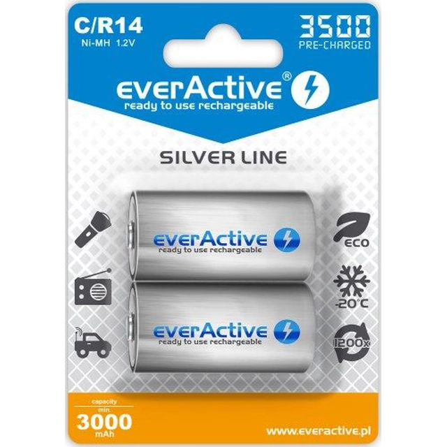 EverActive Silver Line C aku / R14 3500mAh 2 tk.