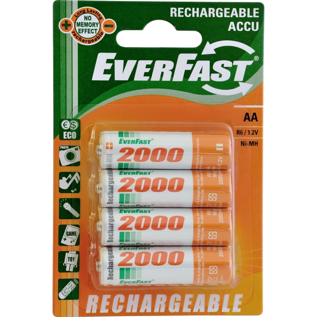 Everfast AA-batteri / R6 2000mAh 4 st.