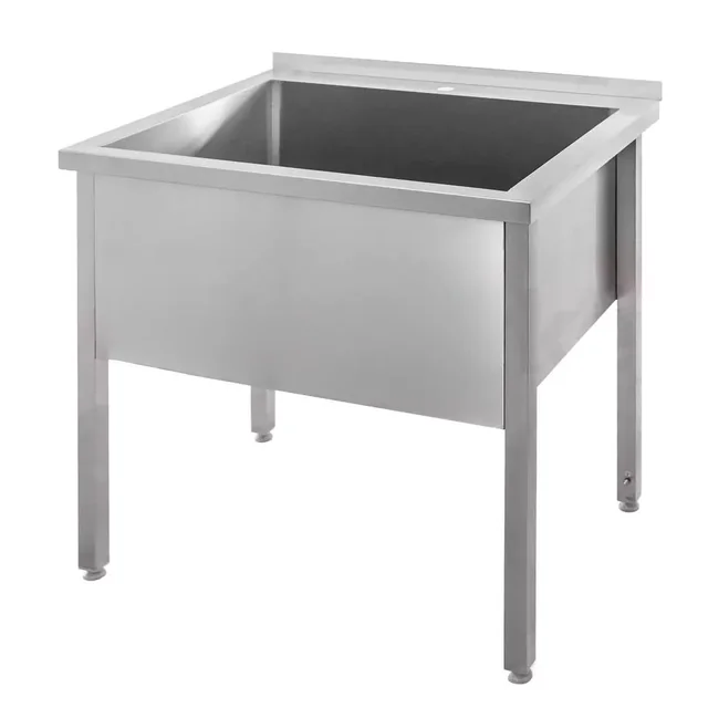 Évier de restauration professionnel en inox pour piscine mono-cuve 90x70x85