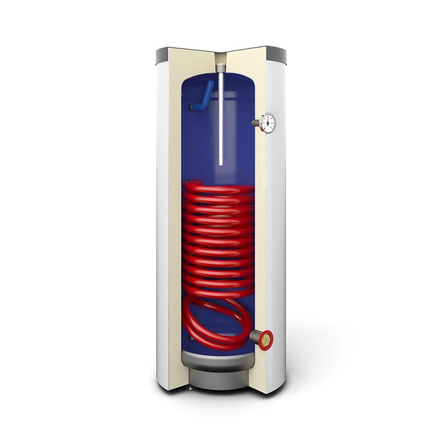 Exchanger 140L SGW(S) MINI TOWER enameled, spiral coil standing polyurethane leather