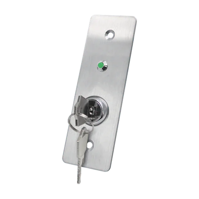 Exit button with key, recessed mounting, stainless steel, LED, NO-NC-COM, 115 x 40 mm CSK-408SLED