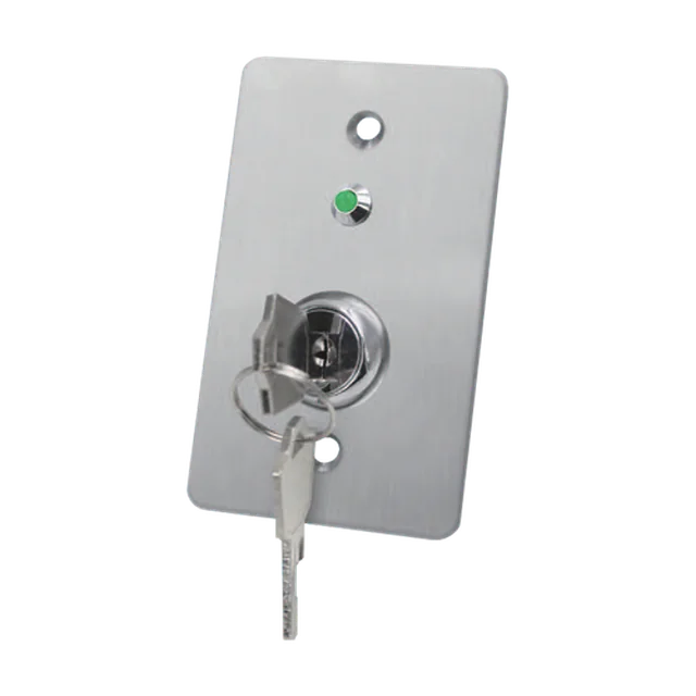 Exit button with key, recessed mounting, stainless steel, LED, NO-NC-COM, 86 x 50 mm CSK-508SLED