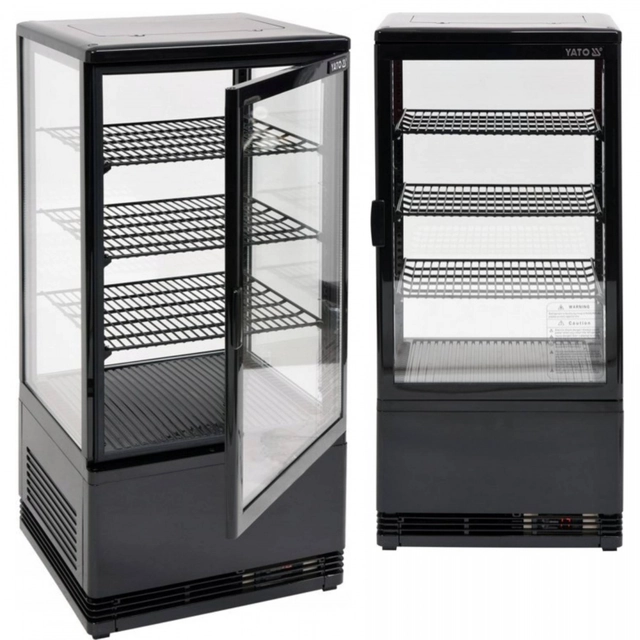 Expositor de refrigeração para biscoitos, bebidas, geladeira 78l Preto Yato Yg-05056