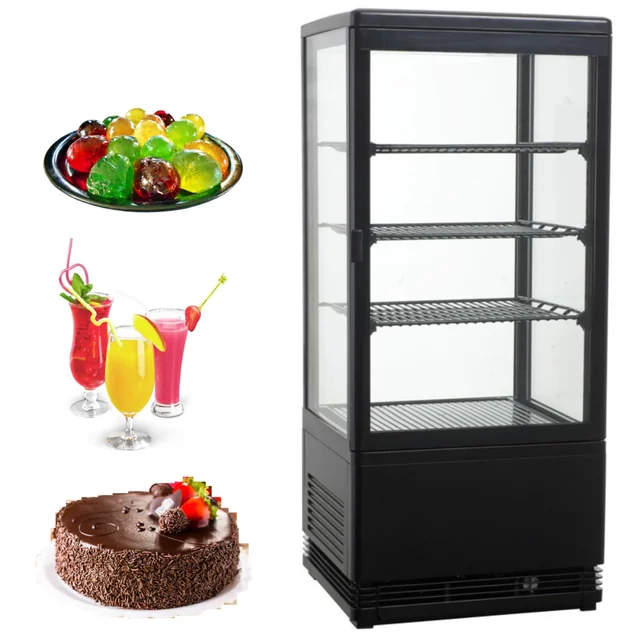 Expositor de refrigeração para bolos e bebidas 428x386x1100 98L RT-98/B Preto