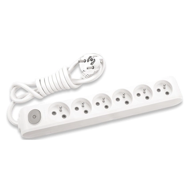 Extension cable 6 sockets with grounding, contact covers and switch 3x1,5mm2 3m Panasonic X-tendia