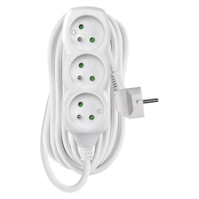 Extension cable white 3 socket 7m