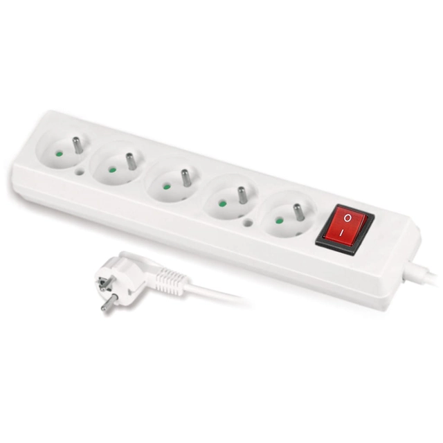 Extension cord 5 sockets with grounding and 3m Plastrol switch