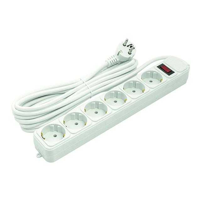 Extension cord 5m, 6 sockets, with switch
