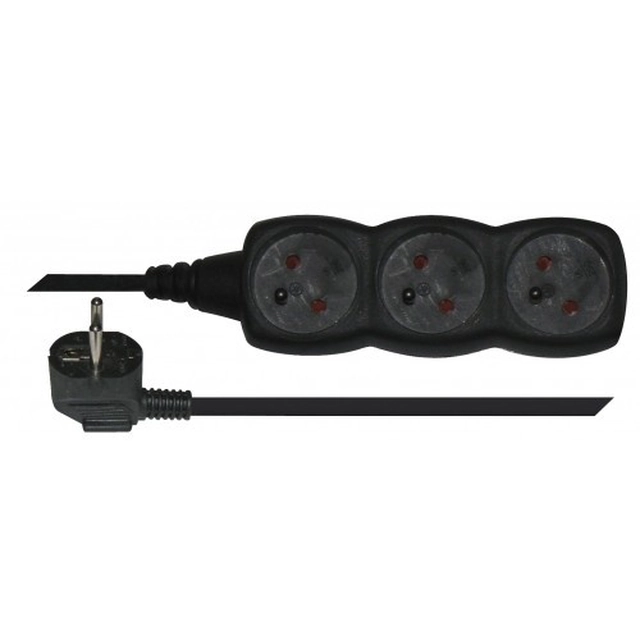 extension cord black 3m, 3 sockets PC0313