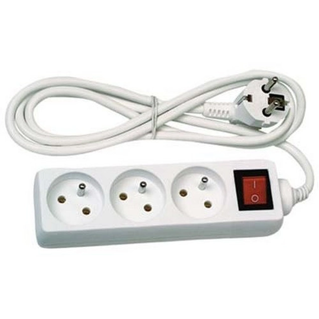 extension cord white 10m, 3 sockets with switch P1310