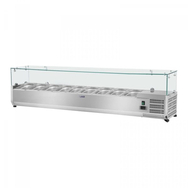 Extension de refroidissement - 9 x GN 1/3 - 200 x 39 cm - couvercle en verre ROYAL CATERING 10010942 RCKV-200/39-G9