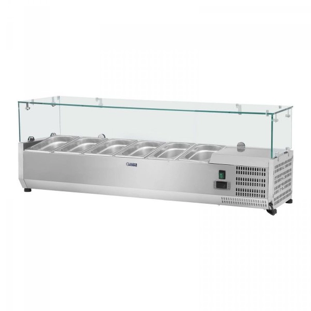 Extensión refrigeración - 4 x GN 1/3 - 140 x 39 cm - tapa cristal ROYAL CATERING 10010946 RCKV-140/39-G4