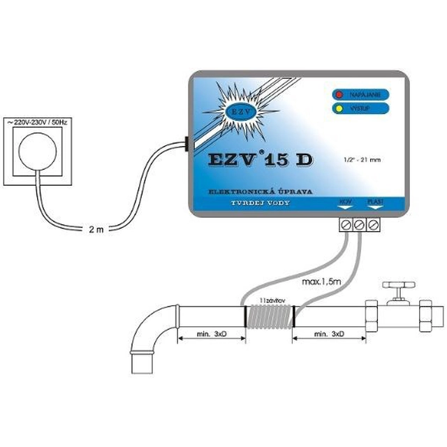 EZV 15 D 1/2&quot; Sähkömagneettinen elektroninen vedenpehmennin