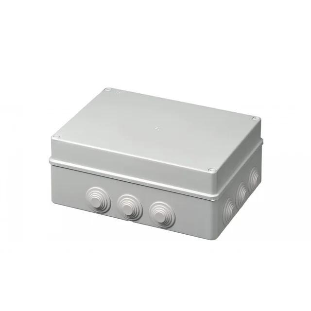 Square applied box 300x220x120mm IP55 for distribution junction ABS UV resistant with plugs