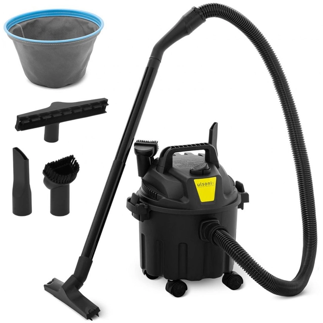 Wet and dry mobile construction workshop vacuum cleaner with fabric filter 1 kW 10 l