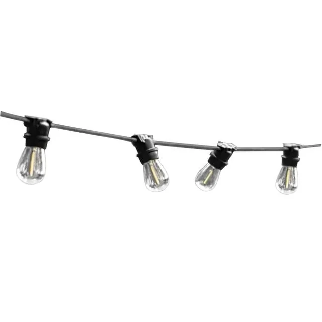 Garland 20 meters with 40 led bulbs E27 1W for outside, rubber cable IP44