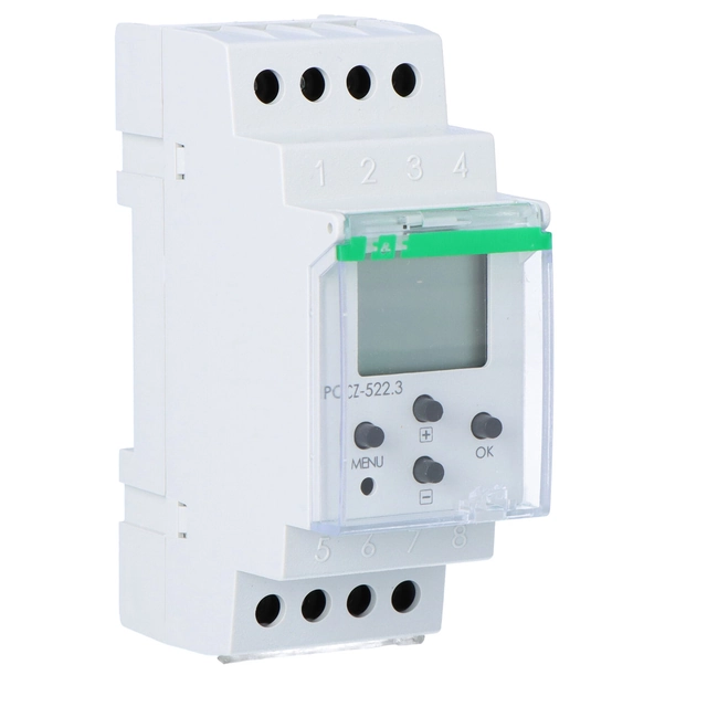 Programmable timer PCZ-522 two-channel, NFC,2x250 memory cells, contacts:2x1P, I=16A, 24÷264V AC/DC,2 modules