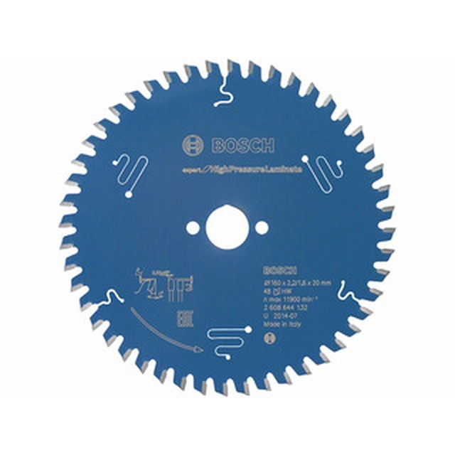 Bosch circular saw blade 160 x 20 mm | number of teeth: 48 db | cutting width: 2,2 mm