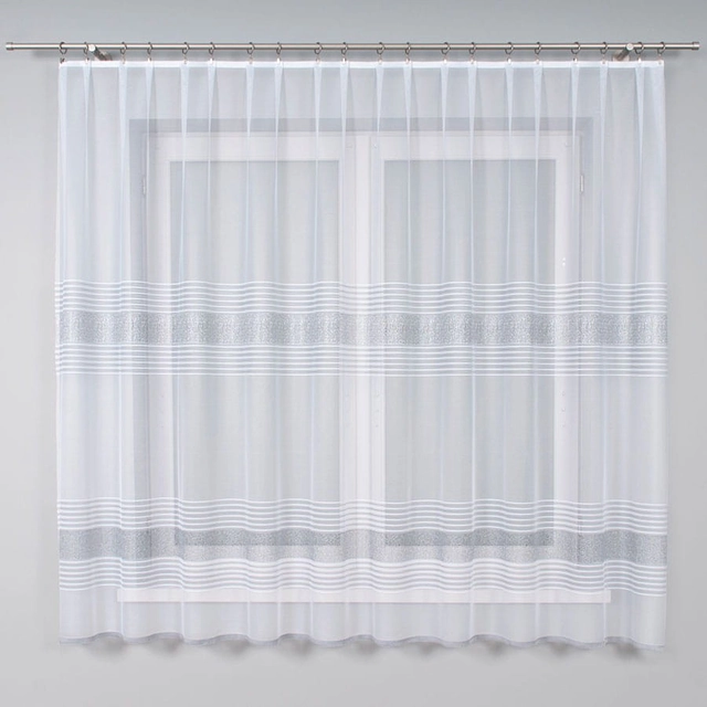White jacquard curtain with gray stripe 170 cm high 018970
