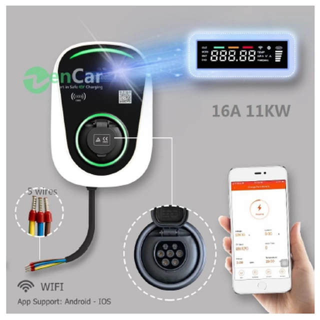 Wallbox ZENCAR DUOSIDA 11kW 3-fazy, RFID, WiFi, cable type 2