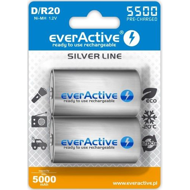 EverActive Silver Line D battery / R20 5500mAh 2 pcs.