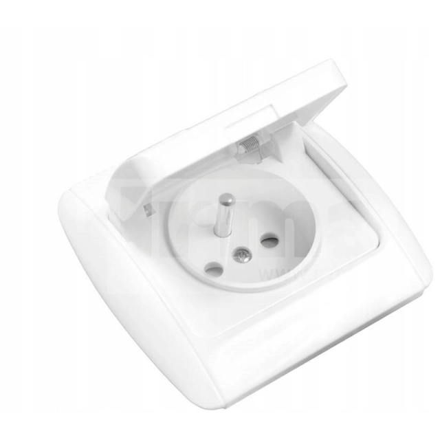 PLUG SOCKET WITH GROUNDING AND PROTECTION FLAP