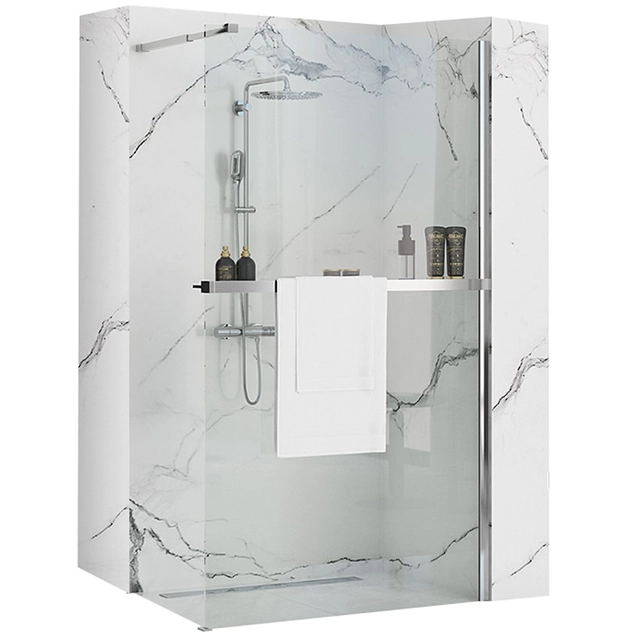 Rea Aero N 80 Transparent shower wall with shelf and Evo hanger