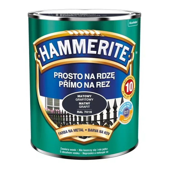 Farba do metalu Hammerite grafit matowy  2,5L