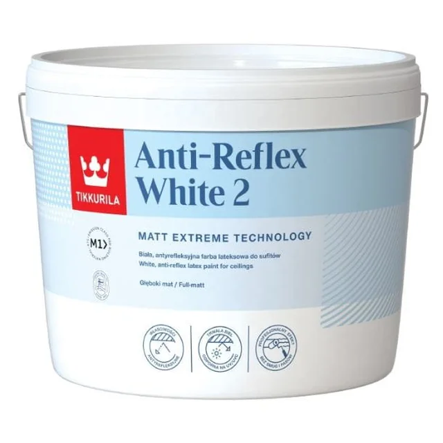 Farba do sufitów Tikkurila Anti-Reflex White 2 biała antyrefleksyjna 10 l