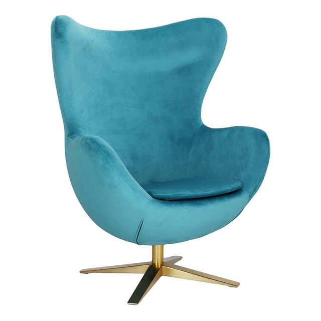 Fauteuil Egg Velours Bleu d'or