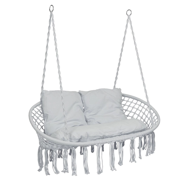 Fauteuil suspendu gris LAGOS avec coussins